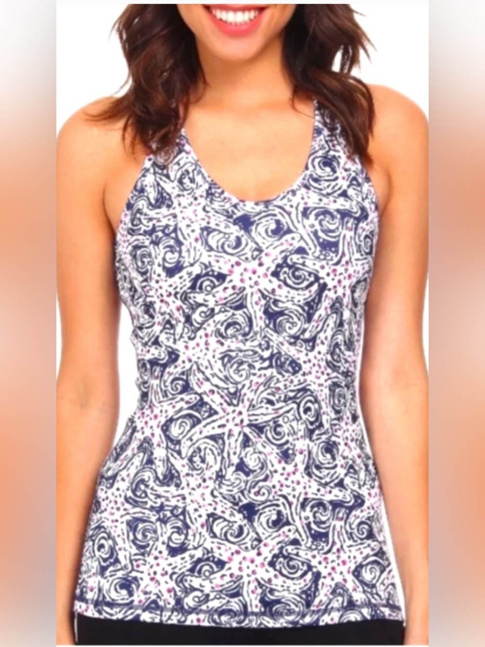 LILLY PULITZER Luxletic Racerback Tank Top Built-In Shelf Bra Size:Large NWOT